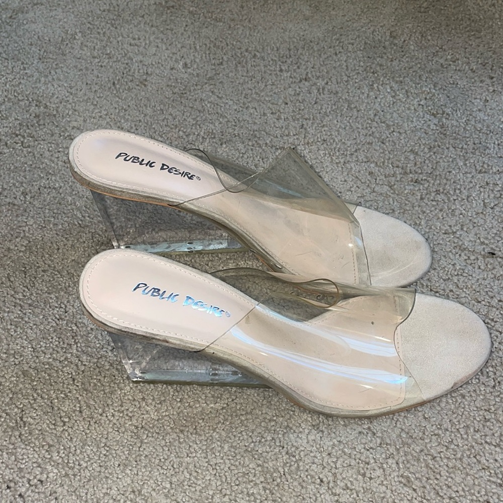 PVC Clear Wedge heels by public desire UK 8